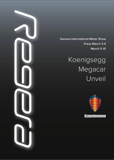 Koenigsegg才宣布要在日內瓦車展上展出Agera RS,又故佈疑陣的拋出了Regera這部「Megacar」。