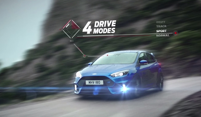 Focus RS搭載的這具2.3升EcoBoost四缸渦輪增壓汽油引擎。能夠壓榨出350hp/44.8kgm的最大動力，同時還能提供15秒的超增壓模式，扭力更能提高到47.9kgm。