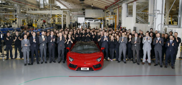 Lamborghini宣佈，旗下的Aventador超跑正式達到5,000部的銷售量。