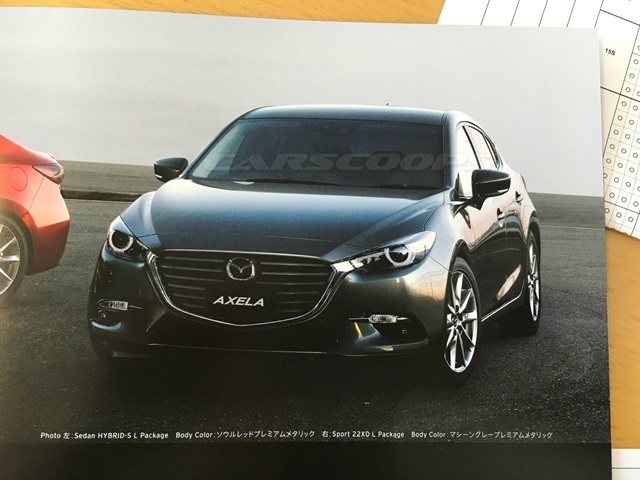 網路上流傳的日本當地DM意外曝光小改款Mazda 3的車頭。圖片來源：Carscoops