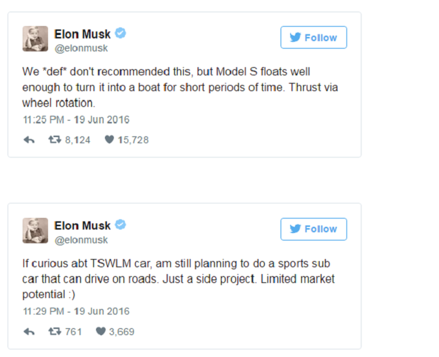 Tesla 執行長 Elon Musk 證實傳聞。（圖片來源：Twitter）