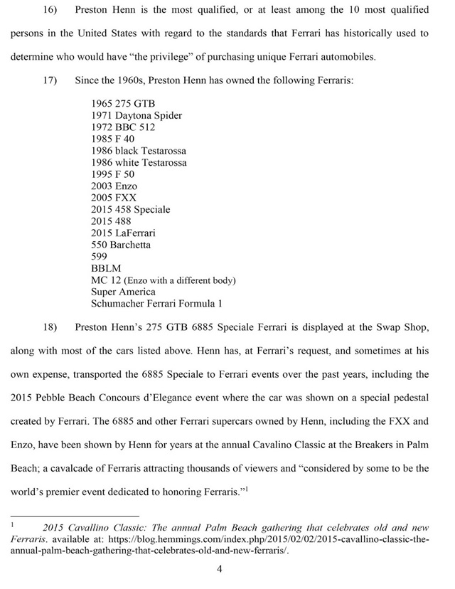 Preston Henn 列出自己所擁有的 Ferrari 車款，證實自己絕對有資格買到 LaFerrari Aperta。