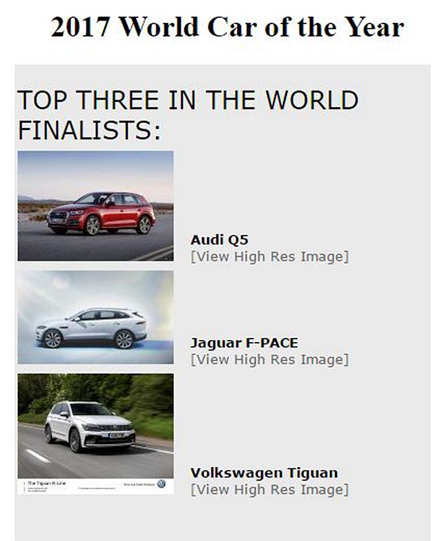 World Car of the Year （年度風雲車）