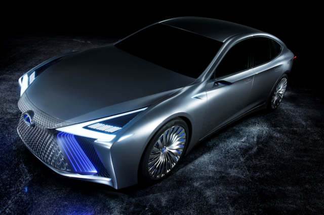 Lexus LS+ Concept 概念車，依然擁有 Lexus 著名的紡錘型水箱護罩。