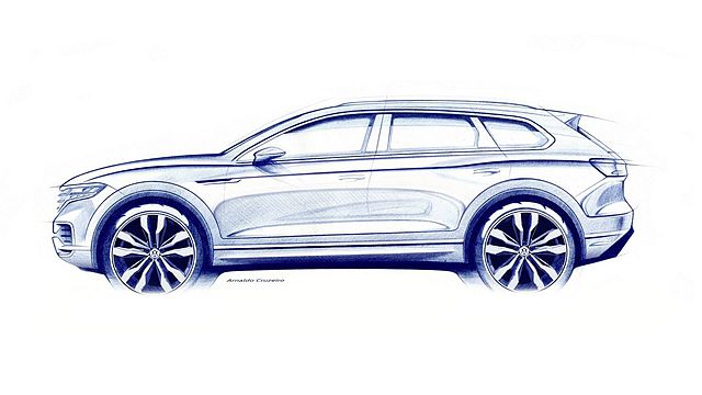 全新第三代福斯 Touareg 確認在 3 月 23 日於北京車展前夕正式發表，原廠日前也先釋出一張廠圖，透露外觀設計風格。
