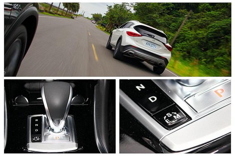 Infiniti Drive 多模式行車控制系統，提供 Sport 運動、Eco 節能及 Manual 手動等模式調整。