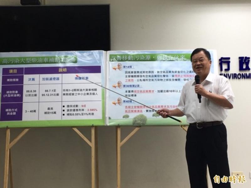 環保署空保處長吳盛忠解釋補助方案。（記者楊綿傑攝）
