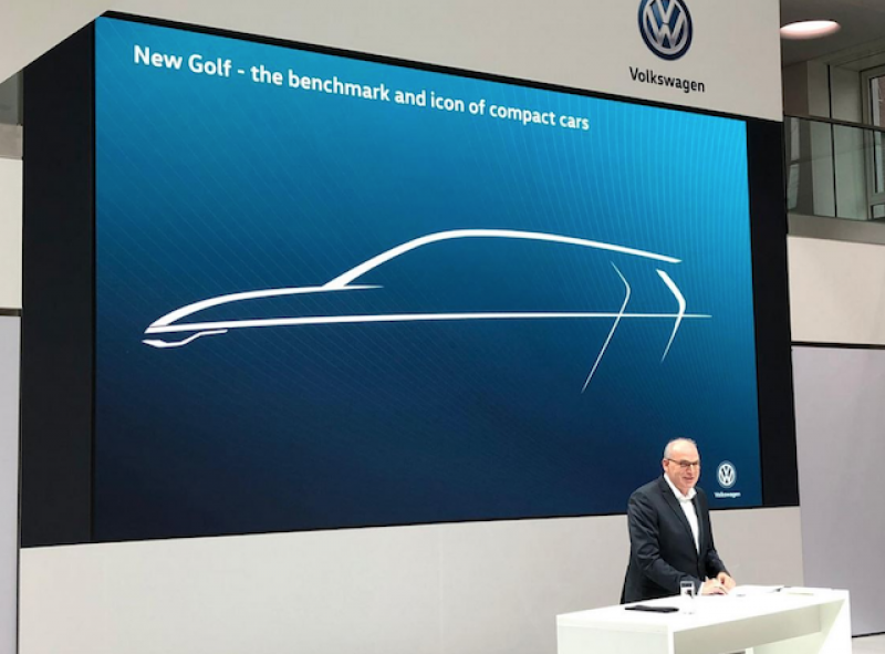 Volkswagen 揭露 Golf 第八代的車側輪廓圖。