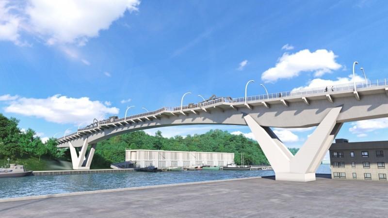 南方澳跨港大橋重建工程，預計2022年8月底竣工，畫面是新橋設計圖。（圖由蘇花改工程處提供）