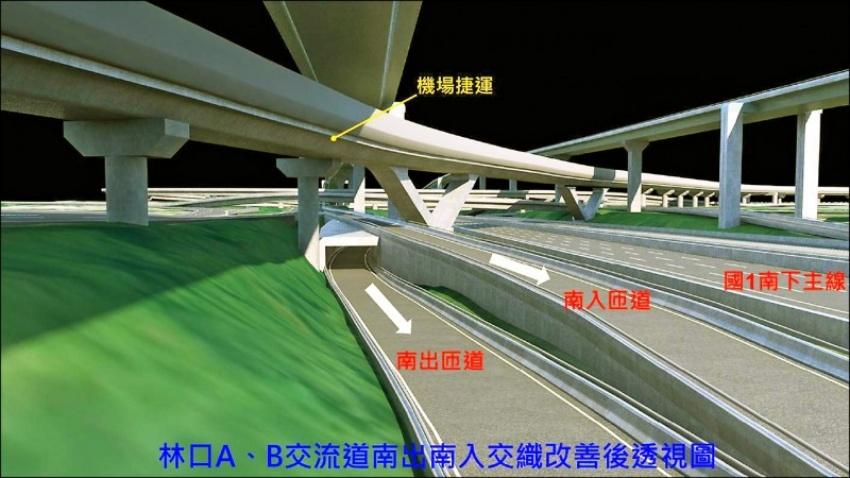 為解決國道一號林口交流道經常壅塞，交通部經多次會議討論及尋求兩地方政府共識後，將採用高公局所提的三管齊下方案，經費共約19億餘元。（交通部提供）