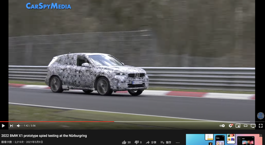 疑似 BMW X1 大改款，在德國紐柏林賽道高速奔馳。
