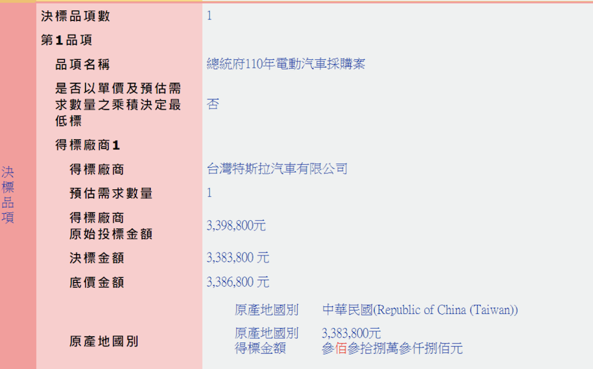 《政府電子採購網》網站，就有總統府公開採購案的相關資訊。（圖片來源：擷取自政府電子採購網）