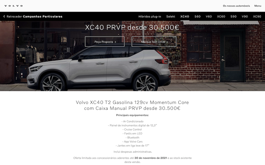 在歐洲的 XC40 T2 資訊裡，就有其簡易配備敘述。（圖片來源：Volvo）