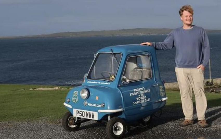 由 Alex Orchin 所駕駛的 Peel P50，將從英國北部 John o' Groats，開到南邊的 Land's End。