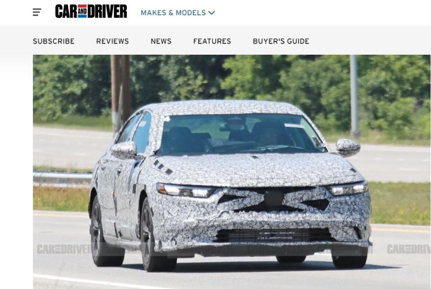 Honda 新一代 Accord 測試車首度曝光，線條更銳利，並導入最新家族化設計語彙。