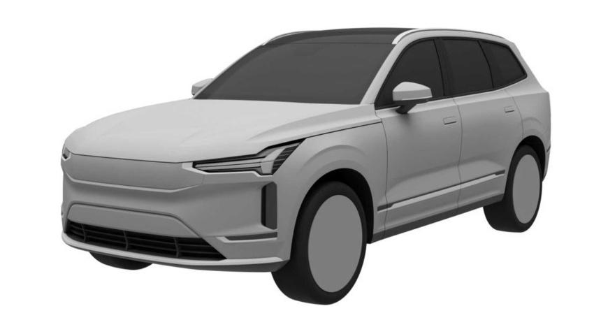 Volvo 全新旗艦電動休旅 EX90 將於 11 月 9 日發表。圖為專利設計圖。
