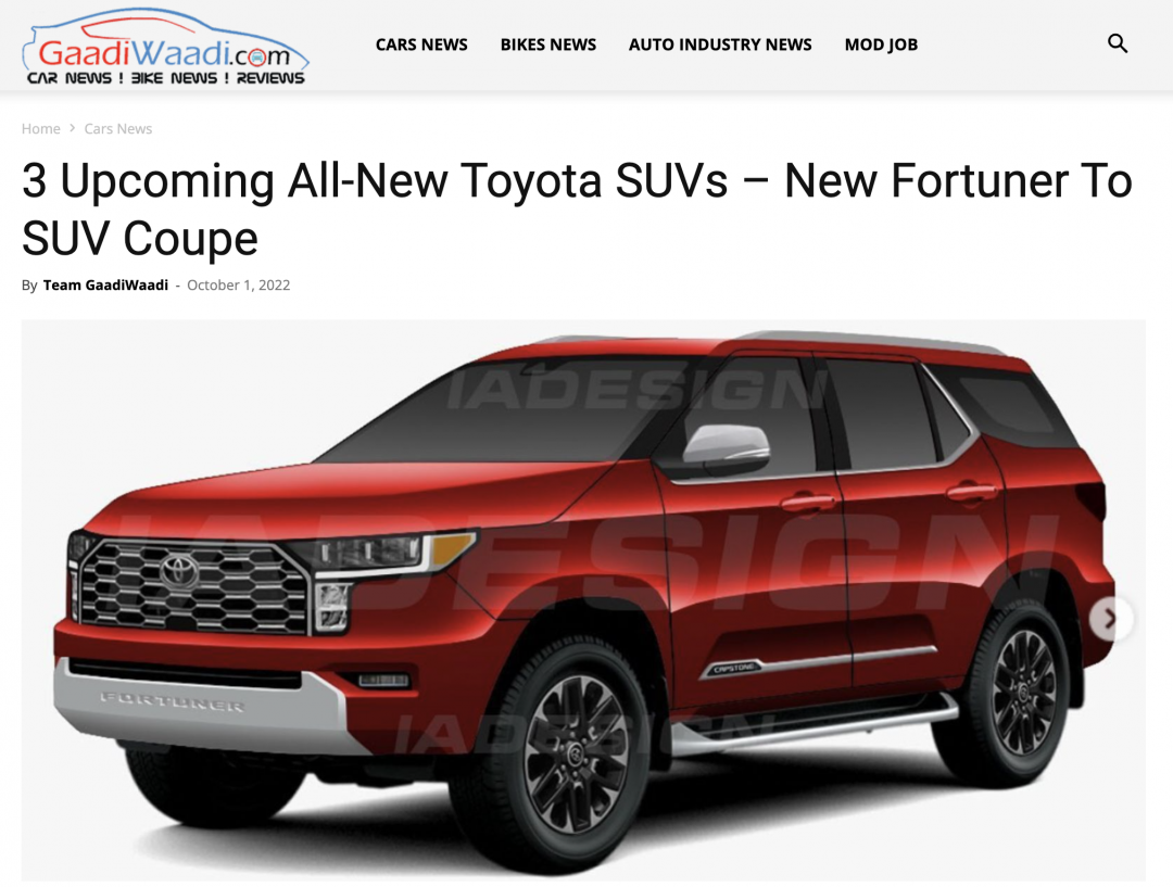 Toyota Fortuner 有望搭載 2.8 升柴油引擎與 48V。（圖片來源：Source IA Design）