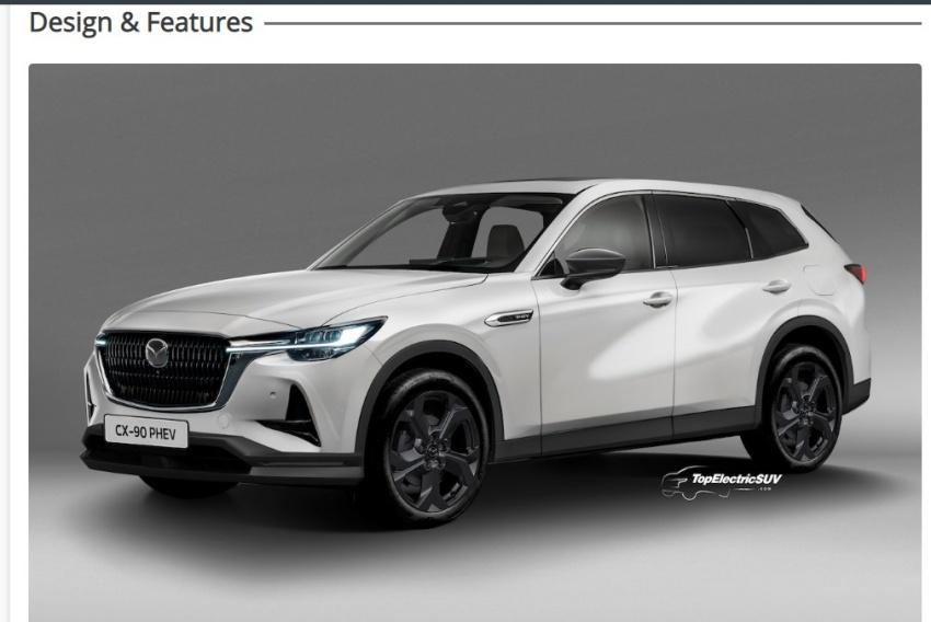 外媒繪製的 CX-90 預想圖，擁有七人座設定，身形相當龐大。