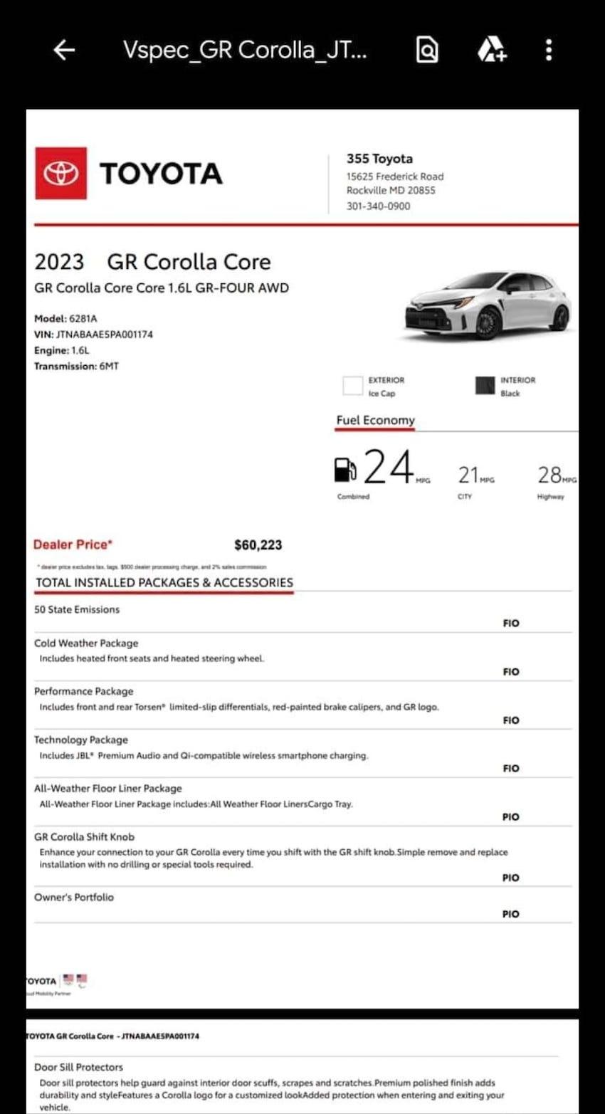 經銷商的加價資訊。（圖片來源：擷取自 Carscoops）