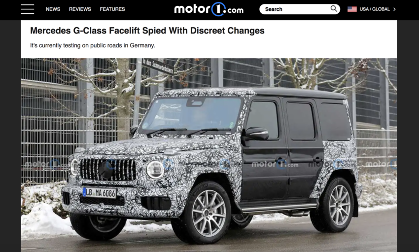小改款 G-Class 偽裝上路，從整體來看僅微幅修飾車頭尾造型。