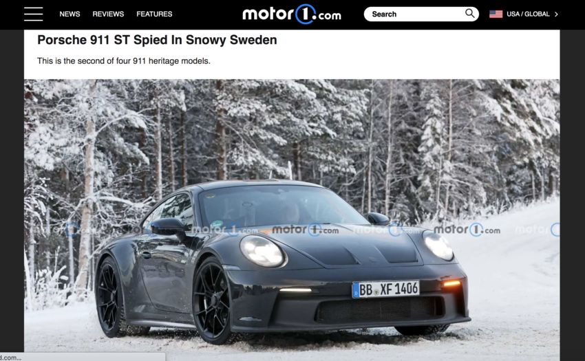 全新 911 ST 以現行 GT3 Touring 為開發基礎，因此有著相同的車頭造型。