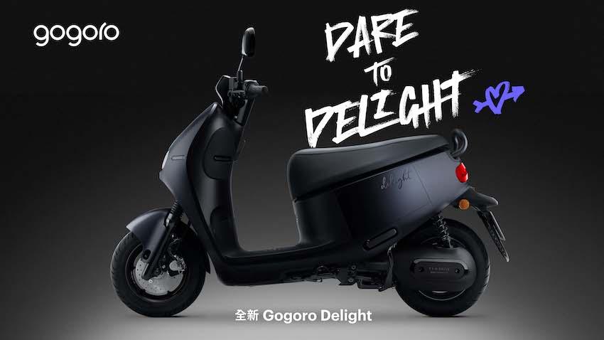 Gogoro Delight 本色黑，配備上與先前相同，皆為 G2.2L 鋁合金水冷永磁同步馬達及 FLO DRIVE 皮帶傳動系統。