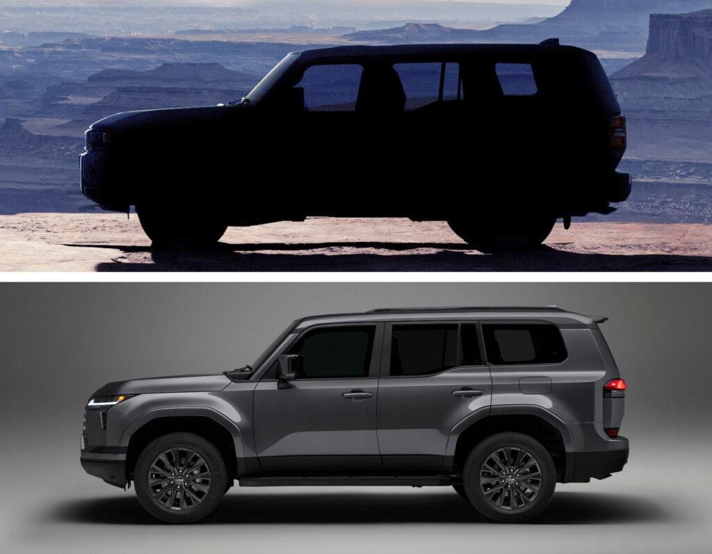 大改款 Land Cruiser Prado 有著與新一代 Lexus GX（下）相似的車側輪廓。