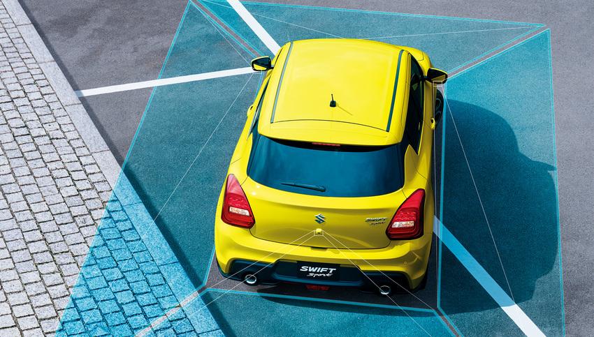 新年式 Swift Sport 增加後視鏡頭，建構起 360 度全方位防護。