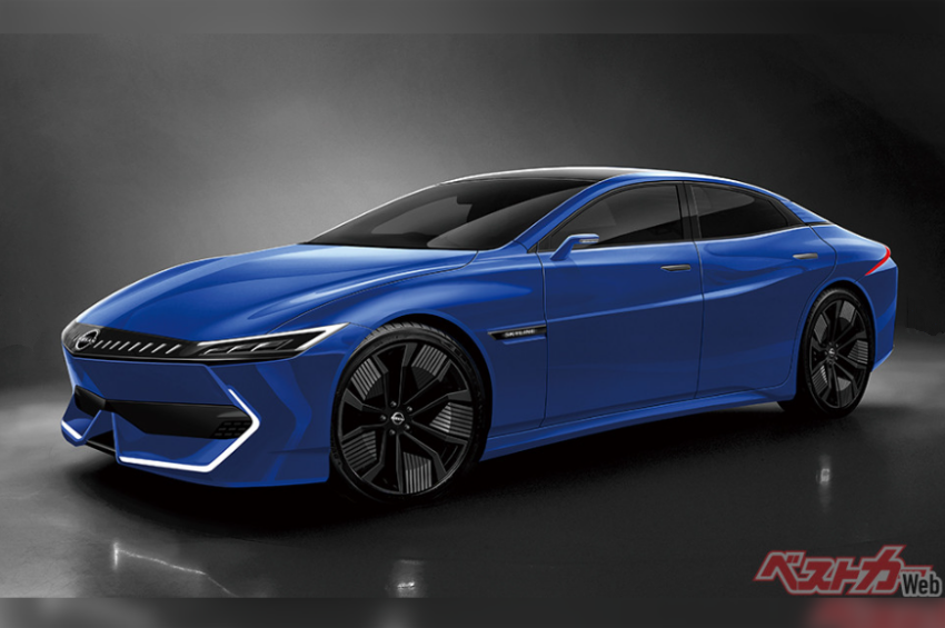 日媒稱新一代 Nissan Skyline 仍會有轎跑車型，並且充滿運動感。圖為預想圖。