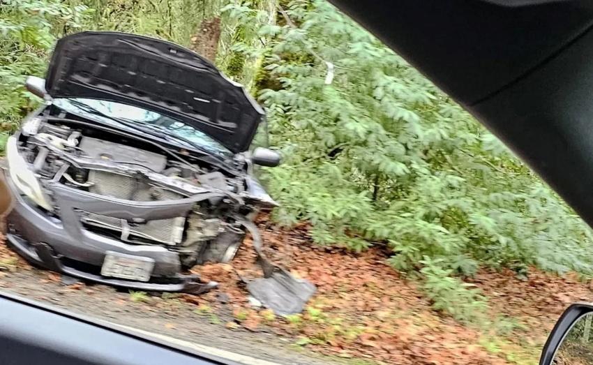 Toyota Corolla 遭受撞擊後近乎全毀。