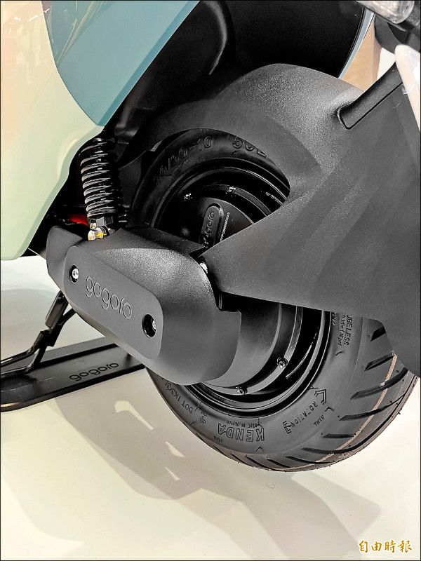 Gogoro JEGO採輪轂馬達,最大功率2.5kW/700rpm,最大扭力100Nm/0-100rpm。(記者陳英傑攝)