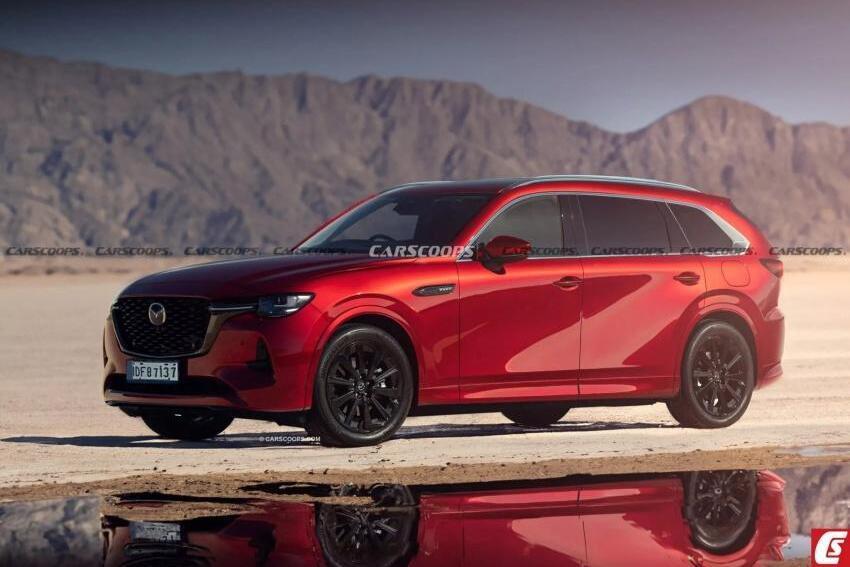 CX-80 預期採用與 CX-60 相似的外觀設計，但整體車格有所放大。此為預想圖。（圖片來源：Carscoops）