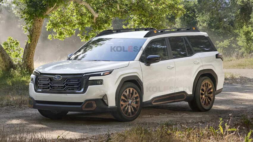 分離式頭燈及 SUV 方正輪廓是大改款 Outback 的外型特徵。此為預想圖。（圖片來源：Kolesa.ru）