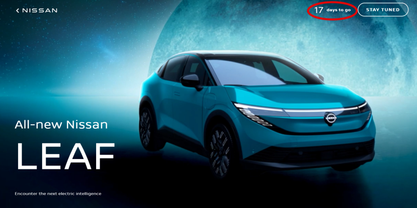 Nissan 英國官網顯示新一代 Leaf 將在 17 天候問世。