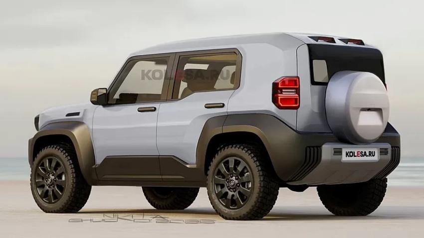 Land Cruiser FJ 搭載小面積且位置較高的尾燈組配合備胎。圖為預想圖。