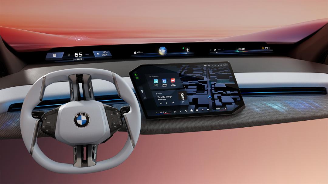 BMW全景Panoramic iDrive系統，整合超寬3D平視顯示器、中央螢幕、新型多功能方向盤等。