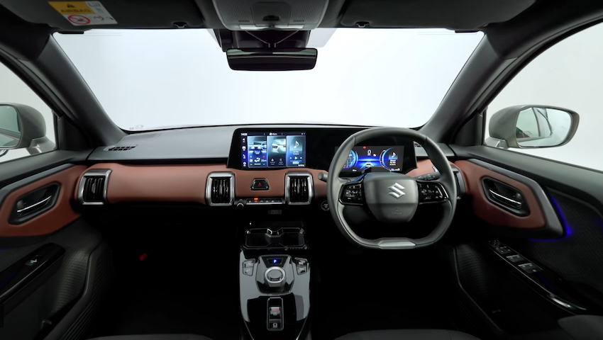 車內跳脫出現行 Suzuki 汽車的風格，朝向科技感與精緻感。