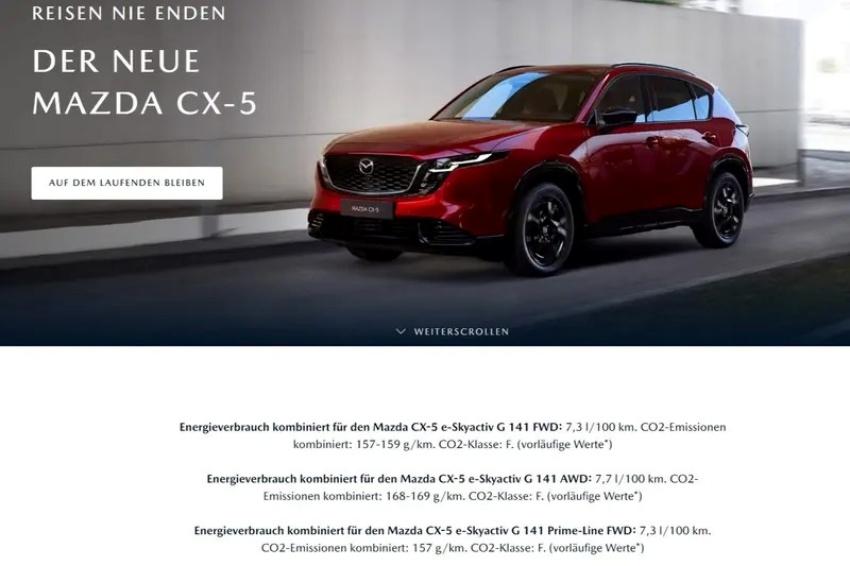 新一代 Mazda CX-5 的平均油耗出爐，不過是德國 Mazda 先行釋出的預估值。