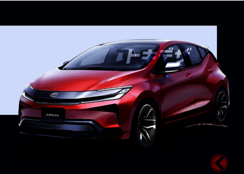 日媒繪製的小改款 Toyota Aqua 預想圖，外型改變明顯。