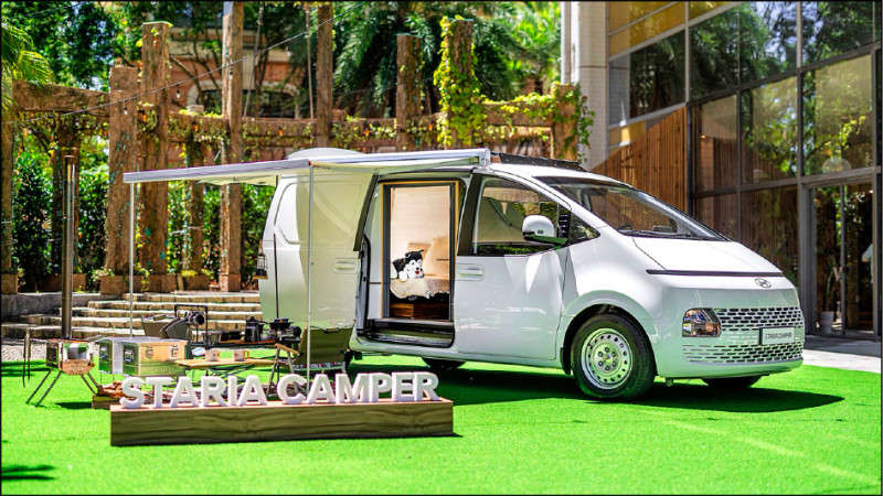 台灣Hyundai推出Staria Camper露營車,豐富車宿配備滿足出遊需求。圖為旗艦款。