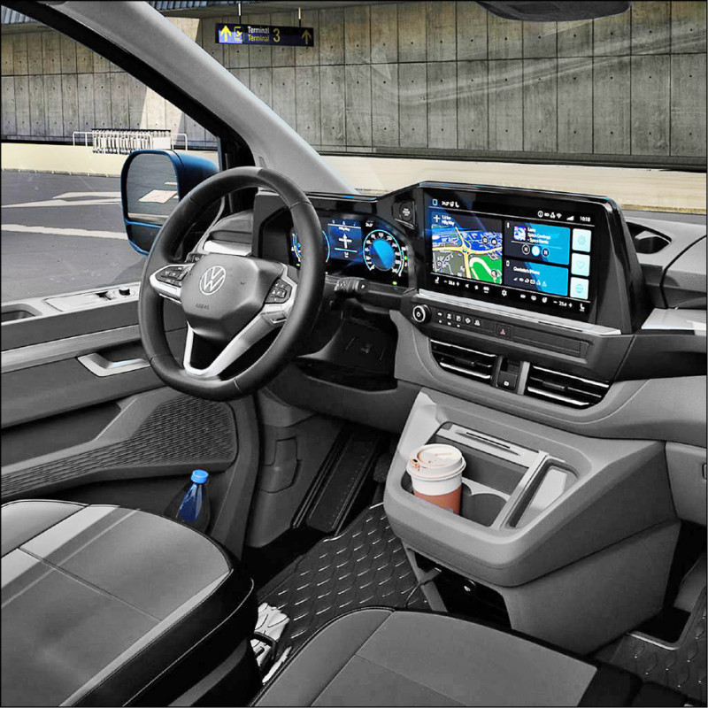 9人座MPV Caravelle內裝配有12吋數位儀表及13吋中控螢幕。