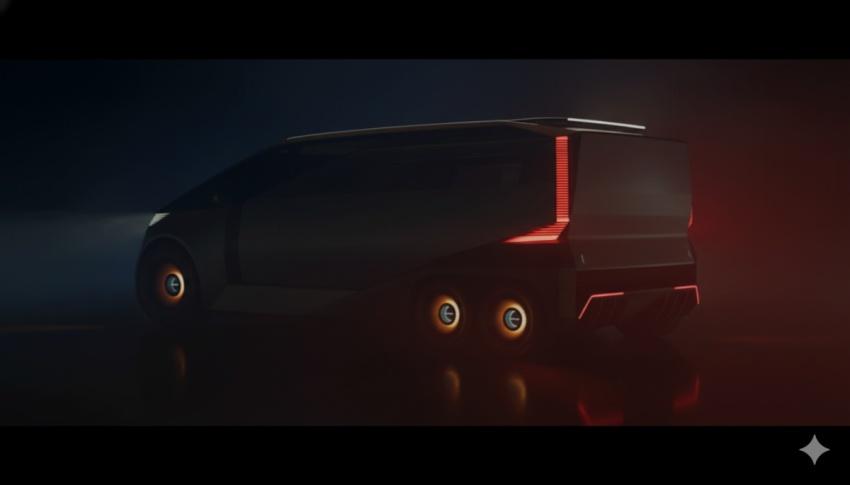 AI 模擬 LS Concept 車尾配置獨特直列尾燈並搭配簡潔設計。