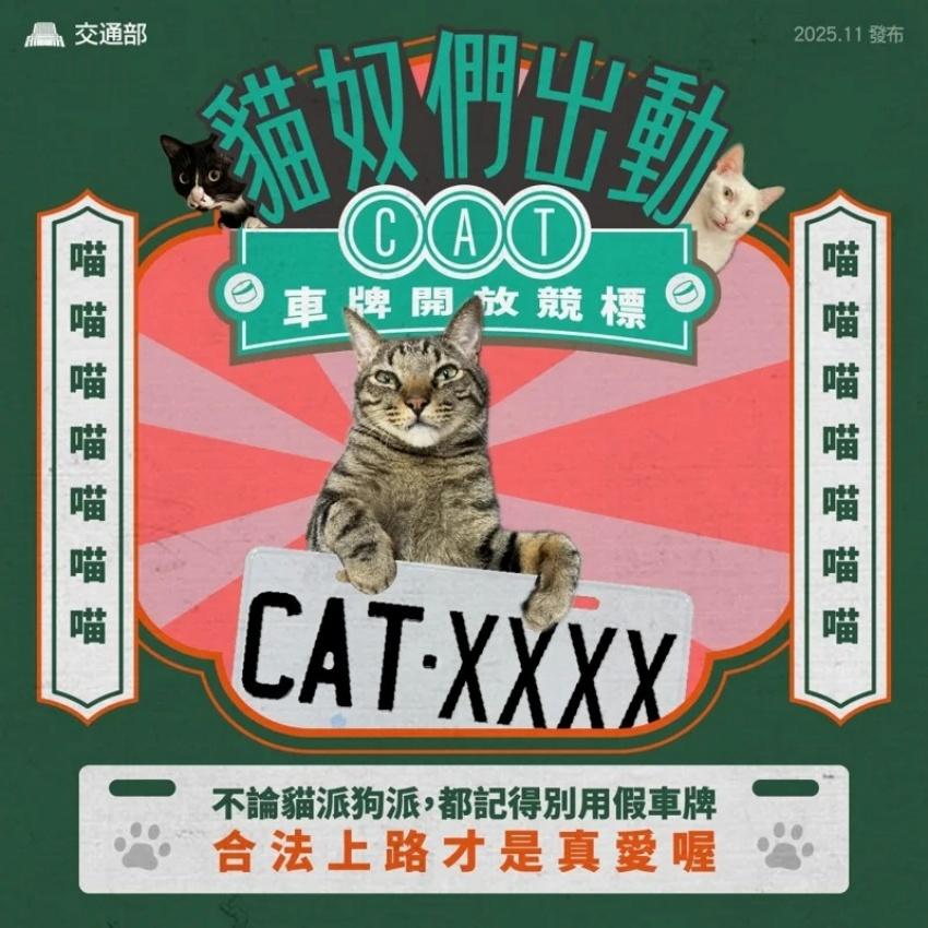 被譽為「貓奴身分證」的「CAT」開頭車牌今日決標。