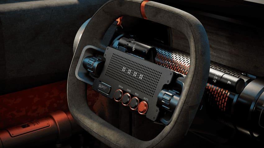 方向盤上設有越野行車模式控鍵。