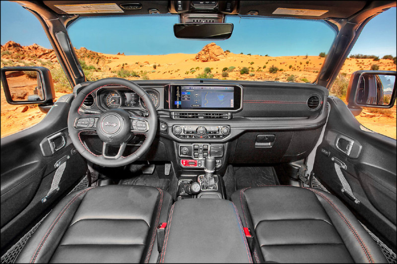 Wrangler車室配置兼具科技感與舒適度的高級配備，圖為Rubicon車型。