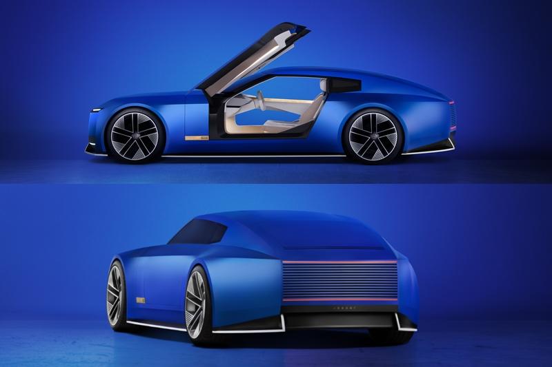 蝴蝶式車門是Type 00的另一大亮點，呈現品牌一貫優雅風格。車尾轎跑的輪廓結合大量水平線條，構成辨識度超高的設計。