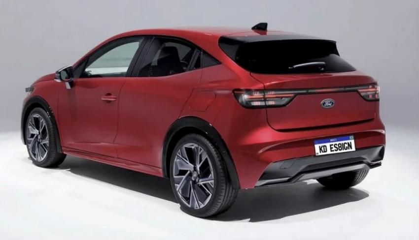 車尾採用貫穿式尾燈組結合運動化的身形。圖為預想圖。