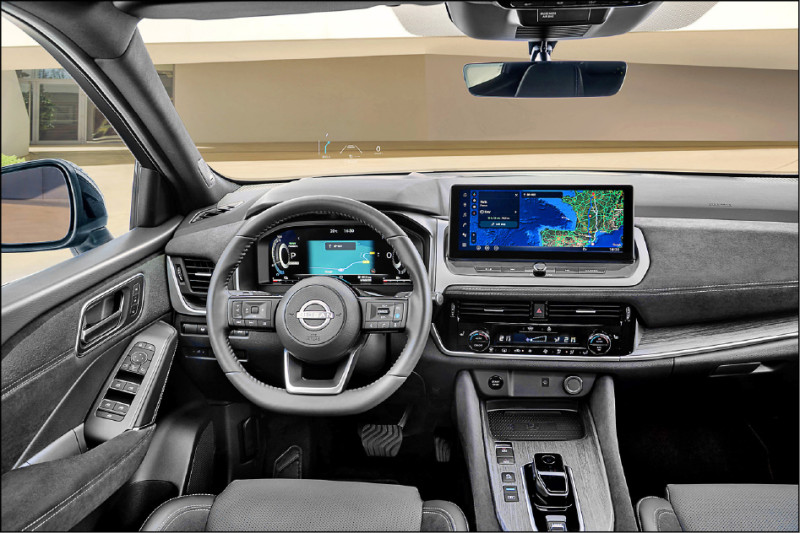 Qashqai車內採用雙12.3吋螢幕作為科技焦點，圖為歐規版本示意圖。