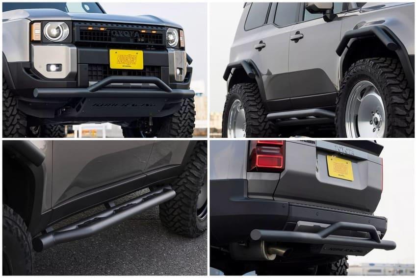 車身四周加裝粗壯的金屬防撞桿，形塑出更具張力的越野氣勢。