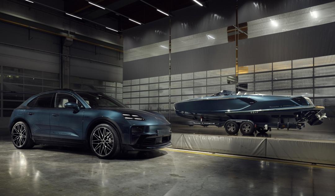 Porsche與奧地利Frauscher造船廠合作，打造790 Spectre電動運動遊艇（圖右）。